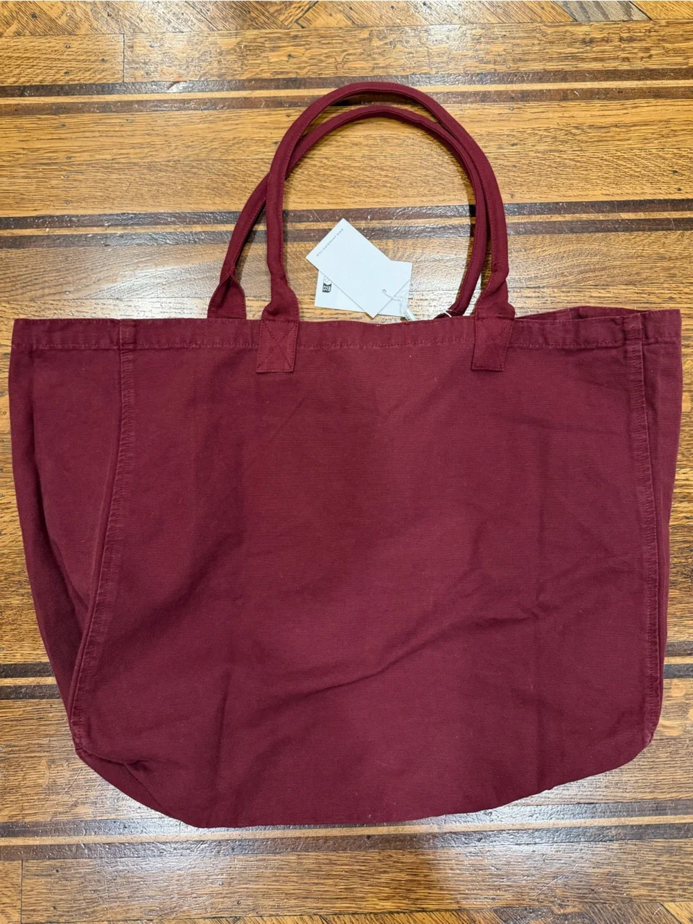 ANINE BING Leo Collegiate Canvas Tote – Burgundy – NWT
